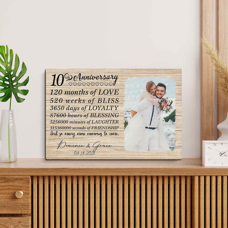 Personalized Marriage Picture Frames Our 10 Year Anniversary For Boyfriend Girlfriends Husband Wife Him Her Birthday Gifts, Tenth Wedding Ten Year 10th Anniversary For Couple Canvas CANLA15_Anniversary Canvas