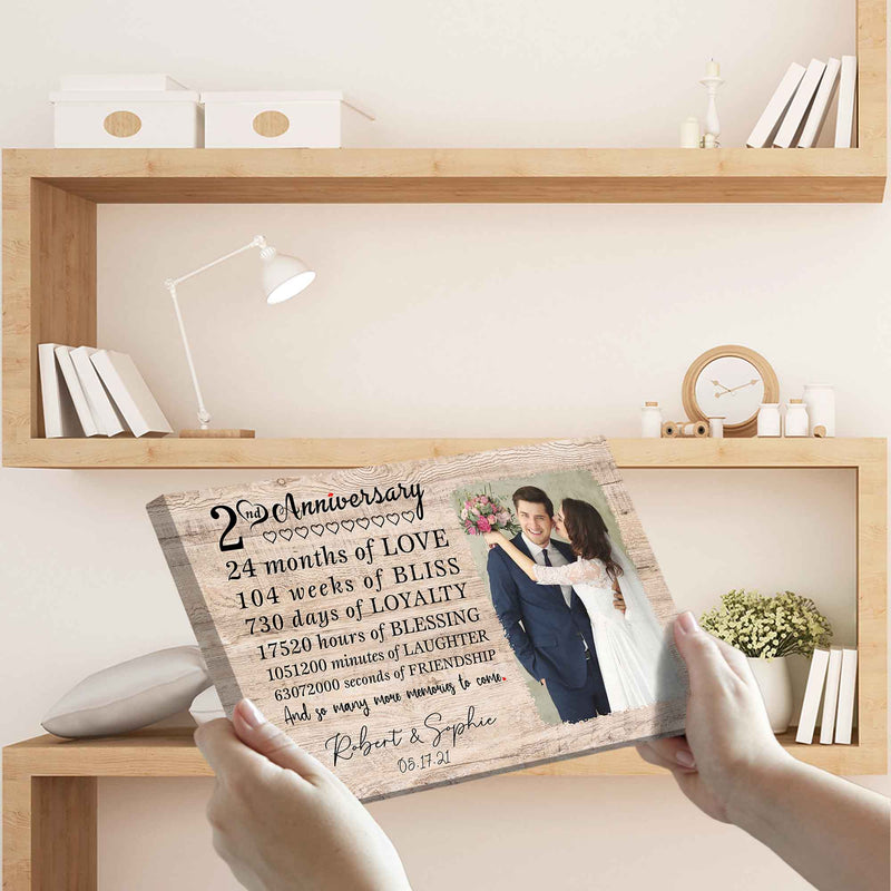 Personalized Marriage Picture Frames Our 2 Year Anniversary For Boyfriend Girlfriends Husband Wife Him Her Birthday Gifts, Second Wedding Two Year 2nd Anniversary For Couple Canvas CANLA15_Anniversary Canvas