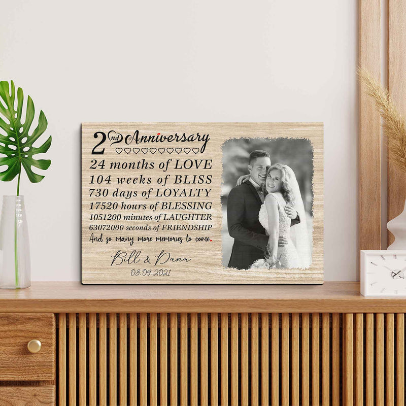 Personalized Marriage Picture Frames Our 2 Year Anniversary For Boyfriend Girlfriends Husband Wife Him Her Birthday Gifts, Second Wedding Two Year 2nd Anniversary For Couple Canvas CANLA15_Anniversary Canvas