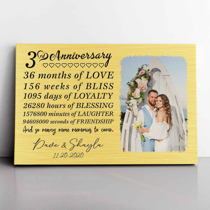 Personalized Marriage Picture Frames Our 3 Year Anniversary For Boyfriend Girlfriends Husband Wife Him Her Birthday Gifts, Third Wedding Three Year 3rd Anniversary For Couple Canvas CANLA15_Anniversary Canvas