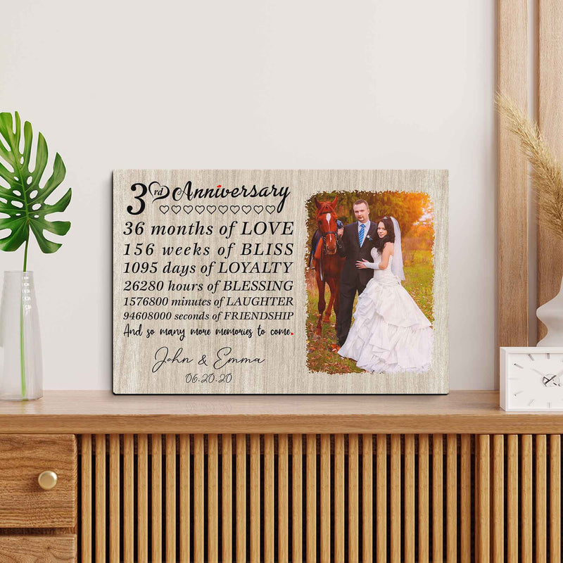 Personalized Marriage Picture Frames Our 3 Year Anniversary For Boyfriend Girlfriends Husband Wife Him Her Birthday Gifts, Third Wedding Three Year 3rd Anniversary For Couple Canvas CANLA15_Anniversary Canvas