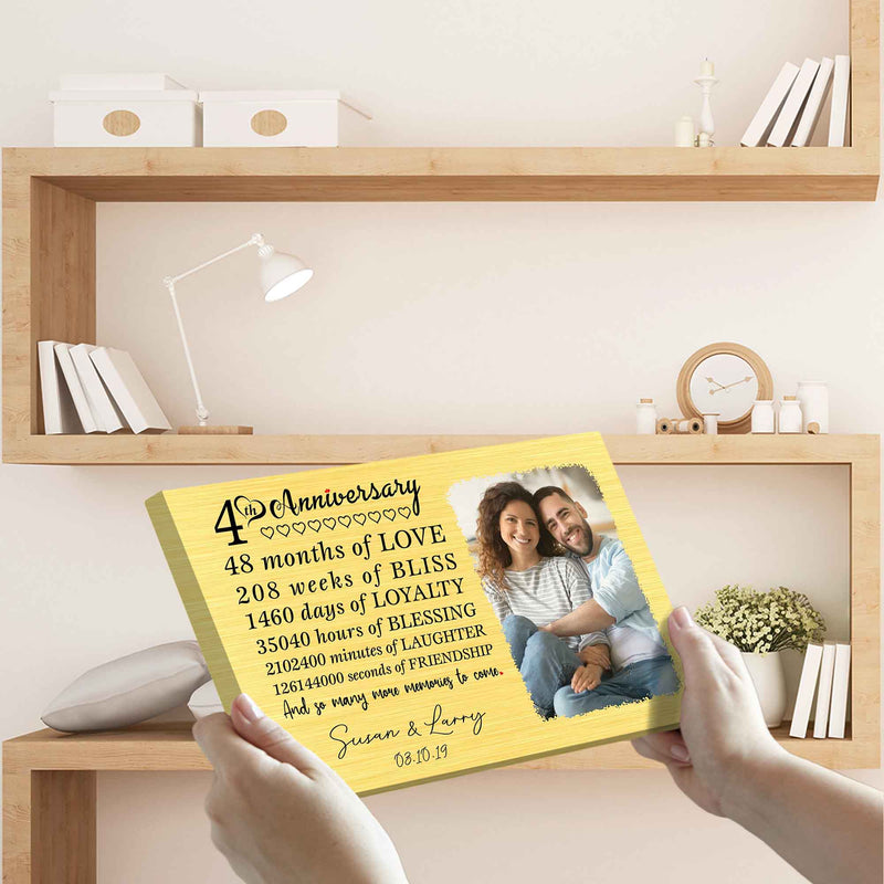 Personalized Marriage Picture Frames Our 4 Year Anniversary For Boyfriend Girlfriends Husband Wife Him Her Birthday Gifts, Fourth Wedding Four Year 4th Anniversary For Couple Canvas CANLA15_Anniversary Canvas