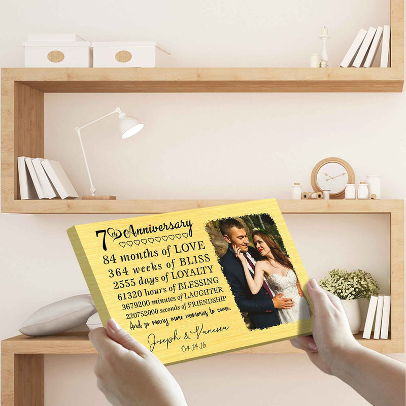 Personalized Marriage Picture Frames Our 7 Year Anniversary For Boyfriend Girlfriends Husband Wife Him Her Birthday Gifts, Seventh Wedding Seven Year 7th Anniversary For Couple Canvas CANLA15_Anniversary Canvas
