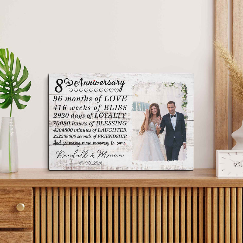Personalized Marriage Picture Frames Our 8 Year Anniversary For Boyfriend Girlfriends Husband Wife Him Her Birthday Gifts, Eighth Wedding Eight Year 8th Anniversary For Couple Canvas CANLA15_Anniversary Canvas