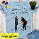 Personalized Name Horse Girl Shirt, Just A Girl Who Loves Horses, Custom Gift For Horse Lover, Best Friend Shirts, Women Shirt Cowgirl Shirt SHIRTS_Horse Shirt