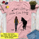 Personalized Name Horse Girl Shirt, Just A Girl Who Loves Horses, Custom Gift For Horse Lover, Best Friend Shirts, Women Shirt Cowgirl Shirt SHIRTS_Horse Shirt