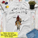 Personalized Name Horse Girl Shirt, Just A Girl Who Loves Horses, Custom Gift For Horse Lover, Best Friend Shirts, Women Shirt Cowgirl Shirt SHIRTS_Horse Shirt