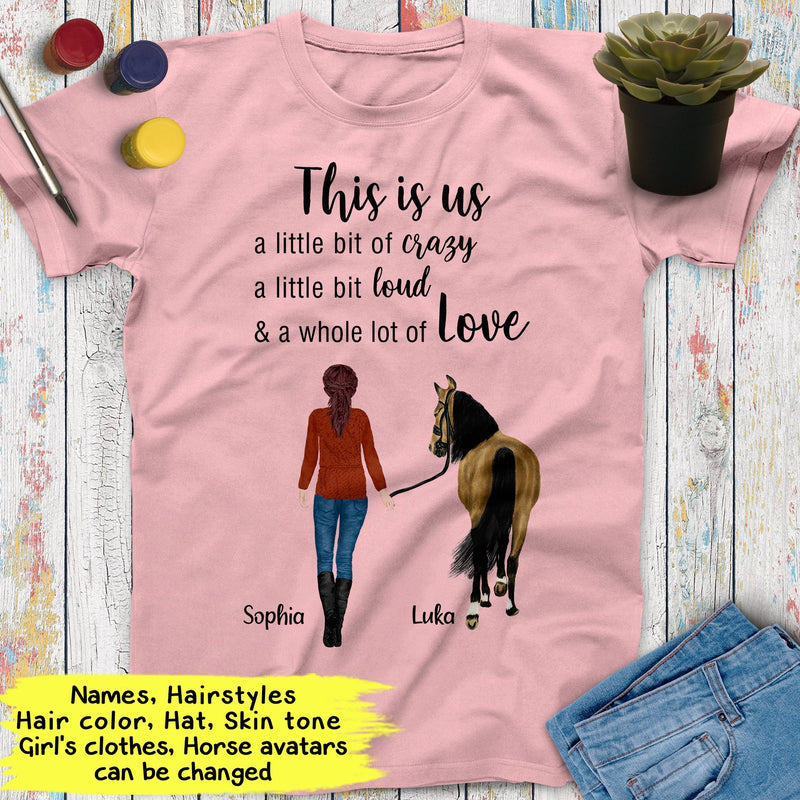 Personalized Name Horse Girl Shirt This Is Us A Little Bit Of Crazy Custom Gift For Horse Lover Best Friend Shirts Women Shirt Cowgirl Shirt SHIRTS_Horse Shirt