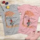 Personalized Name Just A Girl Who Loves Fall And Her Horses Under The Autumn Tree Shirt Custom Horse Girl Best Friend Shirts Fall Shirt SHIRTS_Autumn Dog Girl