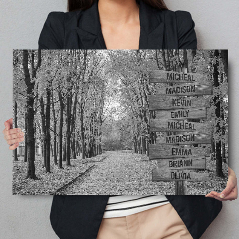 Personalized Name Sign Fall Wall Art Canvas Custom Name Sign Autumn Tree Pictures Nature Wall Art Personalized Wall Decor Last Name Signs For Home Family Name Landscape Wall Art B&W CANLA15_Multi Name Canvas