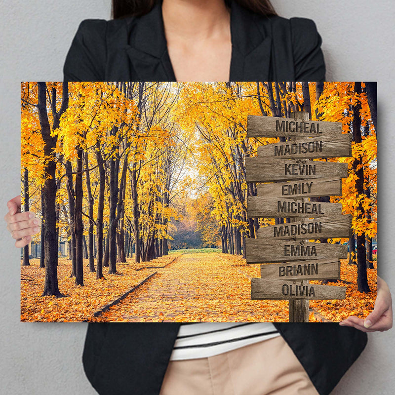 Personalized Name Sign Fall Wall Art Canvas Custom Name Sign Autumn Tree Pictures Nature Wall Art Personalized Wall Decor Last Name Signs For Home Family Name Sign Landscape Wall Art CANLA15_Multi Name Canvas