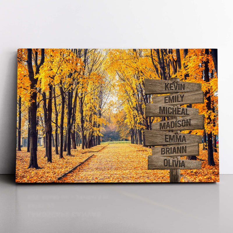 Personalized Name Sign Fall Wall Art Canvas Custom Name Sign Autumn Tree Pictures Nature Wall Art Personalized Wall Decor Last Name Signs For Home Family Name Sign Landscape Wall Art CANLA15_Multi Name Canvas