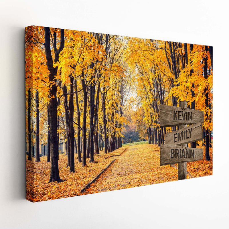 Personalized Name Sign Fall Wall Art Canvas Custom Name Sign Autumn Tree Pictures Nature Wall Art Personalized Wall Decor Last Name Signs For Home Family Name Sign Landscape Wall Art CANLA15_Multi Name Canvas