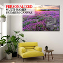 Personalized Name Sign Lavender Flower Sunset Wall Art Custom Name Sign Purple Floral Canvas Purple Picture Wall Decor Personalized Last Name Signs For Home Family Name Sign Landscape CANLA15_Multi Name Canvas
