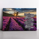 Personalized Name Sign Lavender Flower Sunset Wall Art Custom Name Sign Purple Floral Canvas Purple Picture Wall Decor Personalized Last Name Signs For Home Family Name Sign Landscape CANLA15_Multi Name Canvas