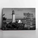 Personalized Name Sign Lighthouse Wall Art Canvas Large Nautical Painting Custom Name Sign Ocean Beach Wall Art Personalized Wall Decor Last Name Sign For Home Family Name Sign Framed CANLA15_Multi Name Canvas