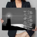 Personalized Name Sign Lighthouse Wall Art Canvas Large Nautical Painting Custom Name Sign Ocean Beach Wall Art Personalized Wall Decor Last Name Sign For Home Family Name Sign Framed CANLA15_Multi Name Canvas