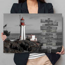 Personalized Name Sign Lighthouse Wall Art Canvas Large Nautical Painting Custom Name Sign Ocean Beach Wall Art Personalized Wall Decor Last Name Sign For Home Family Name Sign Framed CANLA15_Multi Name Canvas