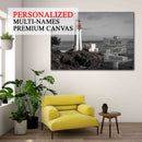 Personalized Name Sign Lighthouse Wall Art Canvas Large Nautical Painting Custom Name Sign Ocean Beach Wall Art Personalized Wall Decor Last Name Sign For Home Family Name Sign Framed CANLA15_Multi Name Canvas