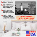 Personalized Name Sign Lighthouse Wall Art Canvas Large Nautical Painting Custom Name Sign Ocean Beach Wall Art Personalized Wall Decor Last Name Sign For Home Family Name Sign Framed CANLA15_Multi Name Canvas