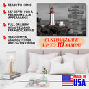 Personalized Name Sign Lighthouse Wall Art Canvas Large Nautical Painting Custom Name Sign Ocean Beach Wall Art Personalized Wall Decor Last Name Sign For Home Family Name Sign Framed CANLA15_Multi Name Canvas