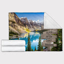 Personalized Name Sign Mountain And Lake National Park Nature Throw Blanket Gifts, Customized Name Sign, Last Name Signs For Home, Family Name Sign Fuzzy Soft Cozy Warm Travel Blanket FLBL_Multi Name Blanket