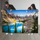 Personalized Name Sign Mountain And Lake National Park Nature Throw Blanket Gifts, Customized Name Sign, Last Name Signs For Home, Family Name Sign Fuzzy Soft Cozy Warm Travel Blanket FLBL_Multi Name Blanket