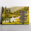 Personalized Name Sign Mountain Lake Nature Picture Canvas Landscape Wall Art Framed Custom Name Sign Personalized Wall Decor Last Name Signs For Home Family Name Sign Name Wall Decor CANLA15_Multi Name Canvas