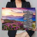 Personalized Name Sign Mountain Pink Rhododendrons Flower Pictures Sunset Wall Art Canvas Custom Name Sign Personalized Wall Decor Last Name Signs For Home Family Name Sign Landscape CANLA15_Multi Name Canvas
