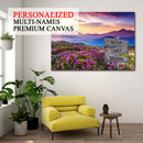 Personalized Name Sign Mountain Pink Rhododendrons Flower Pictures Sunset Wall Art Canvas Custom Name Sign Personalized Wall Decor Last Name Signs For Home Family Name Sign Landscape CANLA15_Multi Name Canvas