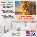 Personalized Name Sign Palm Tree Tropical Canvas Wall Art Sunset Beach Wall Art Ocean Wall Art Personalized Wall Decor Last Name Sign For Home Custom Family Name Sign Sunrise Wall Art CANLA15_Multi Name Canvas