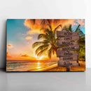 Personalized Name Sign Palm Tree Tropical Canvas Wall Art Sunset Beach Wall Art Ocean Wall Art Personalized Wall Decor Last Name Sign For Home Custom Family Name Sign Sunrise Wall Art CANLA15_Multi Name Canvas