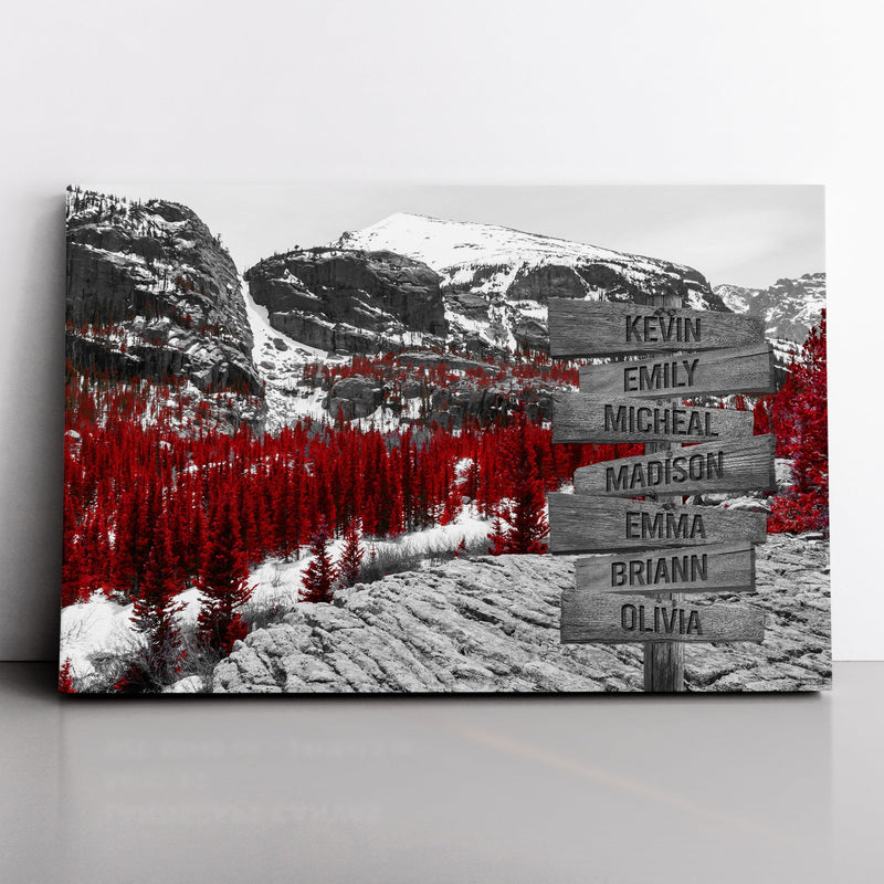 Personalized Name Sign Red Fall Forest Colorado Autumn Mountain Scene Nature Landscape Wall Art Canvas Custom Name Sign Personalized Wall Decor Last Name Signs For Home Family Canvas CANLA15_Multi Name Canvas