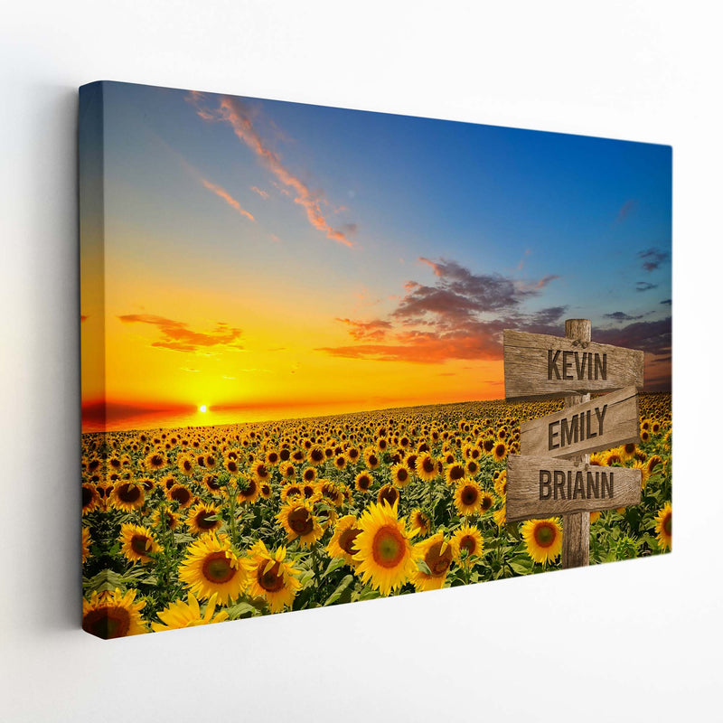 Personalized Name Sign Sunflower Wall Decor Sunset Wall Art Custom Name Sign Sunflower Pictures Canvas Personalized Wall Decor Last Name Signs For Home Family Name Sign Landscape Art CANLA15_Multi Name Canvas