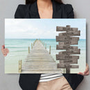 Personalized Name Sign Sunset Beach Wall Art Dock Landscape Canvas Custom Name Sign Personalized Wall Decor Last Name Signs For Home Family Name Sign Sunrise Ocean Boardwalk Picture CANLA15_Multi Name Canvas