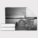 Personalized Name Sign Sunset Lake Scene Throw Blanket Gifts, Customized Name Sign Dock Boardwalk Pictures, Last Name Signs For Home, Family Name Sign Soft Cozy Warm Travel Blanket FLBL_Multi Name Blanket