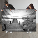 Personalized Name Sign Sunset Lake Scene Throw Blanket Gifts, Customized Name Sign Dock Boardwalk Pictures, Last Name Signs For Home, Family Name Sign Soft Cozy Warm Travel Blanket FLBL_Multi Name Blanket