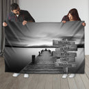Personalized Name Sign Sunset Lake Scene Throw Blanket Gifts, Customized Name Sign Dock Boardwalk Pictures, Last Name Signs For Home, Family Name Sign Soft Cozy Warm Travel Blanket FLBL_Multi Name Blanket