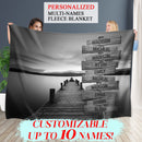 Personalized Name Sign Sunset Lake Scene Throw Blanket Gifts, Customized Name Sign Dock Boardwalk Pictures, Last Name Signs For Home, Family Name Sign Soft Cozy Warm Travel Blanket FLBL_Multi Name Blanket
