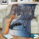 Personalized Name Sign Sunset Lake Scene Throw Blanket Gifts, Customized Name Sign Dock Boardwalk Pictures, Last Name Signs For Home, Family Name Sign Soft Cozy Warm Travel Blanket FLBL_Multi Name Blanket