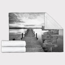 Personalized Name Sign Sunset Lake Scene Throw Blanket Gifts, Customized Name Sign Dock Boardwalk Pictures, Last Name Signs For Home, Family Name Sign Soft Cozy Warm Travel Blanket FLBL_Multi Name Blanket
