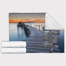 Personalized Name Sign Sunset Lake Scene Throw Blanket Gifts, Customized Name Sign Dock Boardwalk Pictures, Last Name Signs For Home, Family Name Sign Soft Cozy Warm Travel Blanket FLBL_Multi Name Blanket
