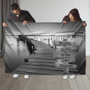 Personalized Name Sign Sunset Lake Scene Throw Blanket Gifts, Customized Name Sign Dock Boardwalk Pictures, Last Name Signs For Home, Family Name Sign Soft Cozy Warm Travel Blanket FLBL_Multi Name Blanket