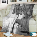 Personalized Name Sign Sunset Lake Scene Throw Blanket Gifts, Customized Name Sign Dock Boardwalk Pictures, Last Name Signs For Home, Family Name Sign Soft Cozy Warm Travel Blanket FLBL_Multi Name Blanket