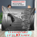 Personalized Name Sign Sunset Lake Scene Throw Blanket Gifts, Customized Name Sign Dock Boardwalk Pictures, Last Name Signs For Home, Family Name Sign Soft Cozy Warm Travel Blanket FLBL_Multi Name Blanket