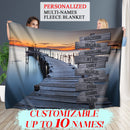 Personalized Name Sign Sunset Lake Scene Throw Blanket Gifts, Customized Name Sign Dock Boardwalk Pictures, Last Name Signs For Home, Family Name Sign Soft Cozy Warm Travel Blanket FLBL_Multi Name Blanket