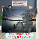 Personalized Name Sign Sunset Lake Scene Throw Blanket Gifts, Customized Name Sign Dock Boardwalk Pictures, Last Name Signs For Home, Family Name Sign Soft Cozy Warm Travel Blanket FLBL_Multi Name Blanket