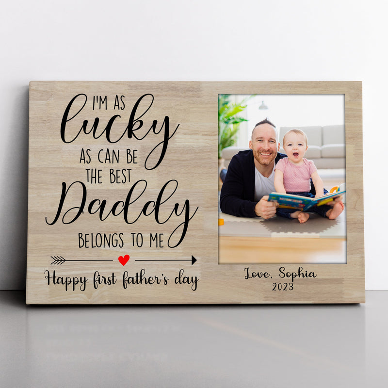 Personalized Picture Frame For 1st Fathers Day - Unique First Fathers Day Gifts, First Time Dad Gift, New Dad Gift Expecting Dad Gift Canvas CANLA15_Family Canvas