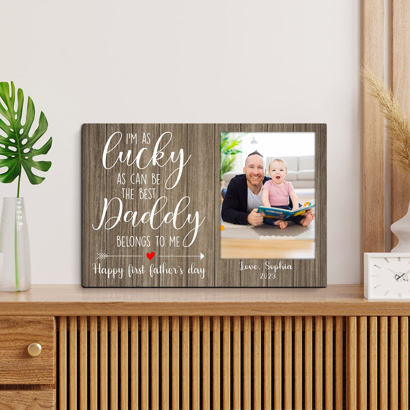 Personalized Picture Frame For 1st Fathers Day - Unique First Fathers Day Gifts, First Time Dad Gift, New Dad Gift Expecting Dad Gift Canvas CANLA15_Family Canvas