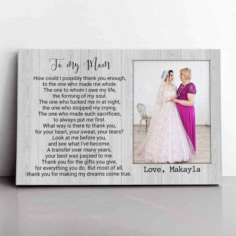 Personalized Picture Frame For Mother Of The Bride Gift From Daughter - Gifts For Mom, Mothers Day Gift, Mom Birthday, Wedding Gift Wall Art CANLA15_Family Canvas